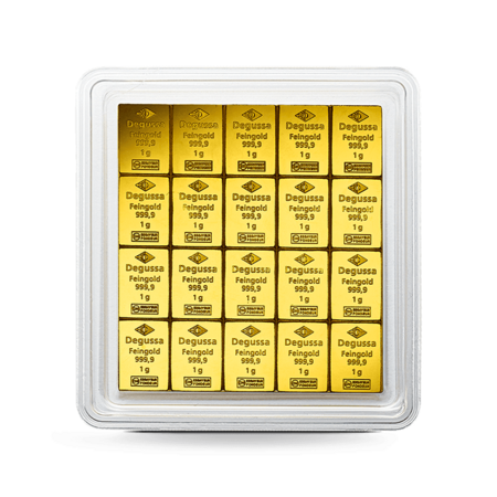 20 x 1 g Degussa Goldbarren - CombiBar® (geprägt) Vintage