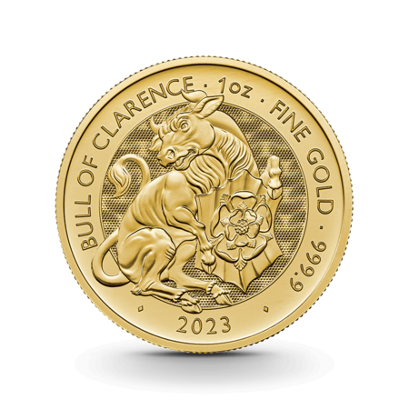1 oz The Royal Tudor Beasts: Bull of Clarence Goldmünze - 100 Pfund Großbritannien 2023