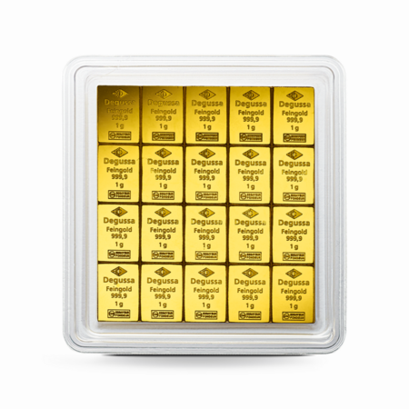 20 x 1 g Degussa Goldbarren - CombiBar® (geprägt) Vintage