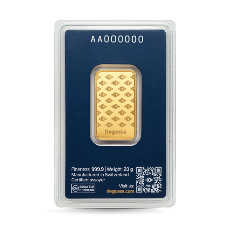 20 g Degussa Goldbarren (geprägt)