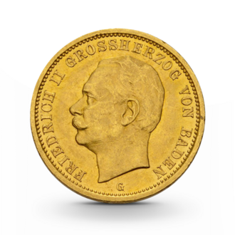 Baden 20 Mark Friedrich II Kaiserreich Gold