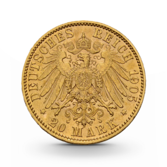 Sachsen 20 Mark Friedrich August III Kaiserreich Gold