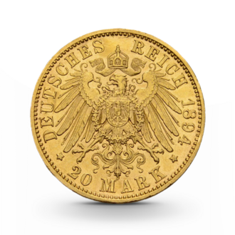 Sachsen 20 Mark Albert Kaiserreich Gold
