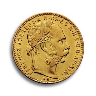 Ungarn 8 Forint Franz Joseph I NP Gold 
