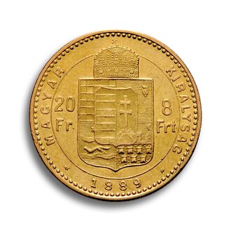 Ungarn 8 Forint Franz Joseph I NP Gold 