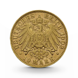Hamburg 10 Mark Stadtwappen Kaiserreich Gold 