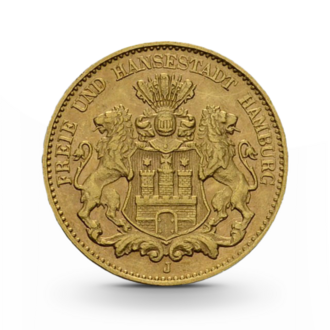 Hamburg 10 Mark Stadtwappen Kaiserreich Gold 