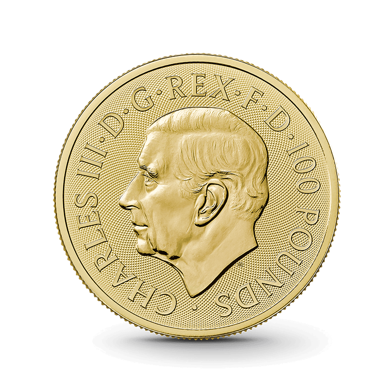 Goldmünze mit Charles III. von hinten