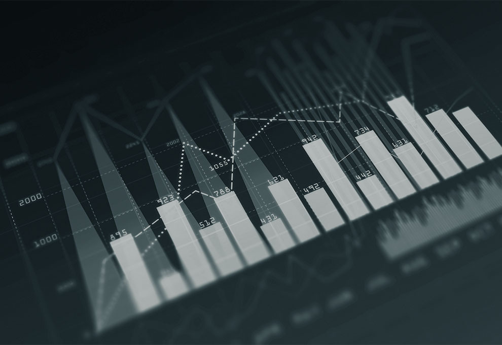 Balken- und Liniendiagramm zur Entwicklung von Edelmetall-Preisen auf dunklem Hintergrund